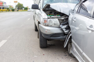 two cars involved in an accident in Dunwoody, GA